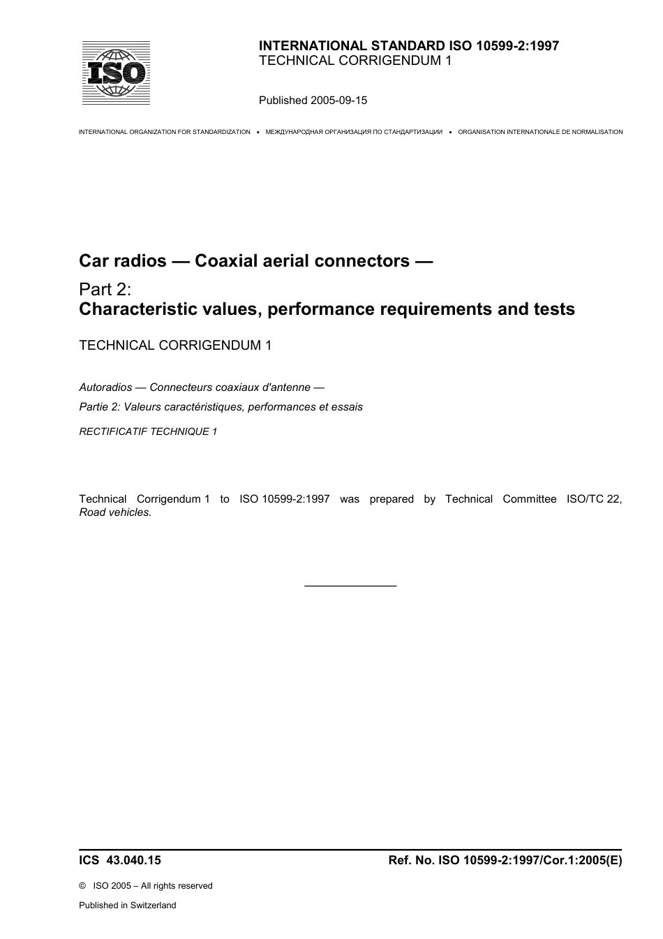 ISO 10599-2-1997 cor1-2005.pdf_第1页