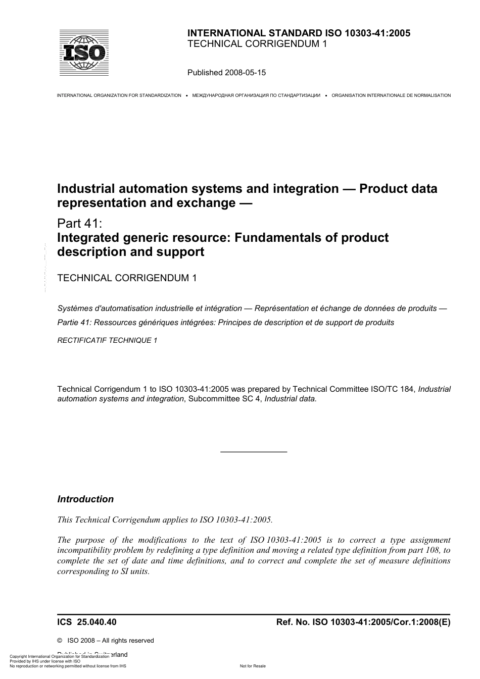 ISO 10303-41-2005 cor1-2008.pdf_第1页