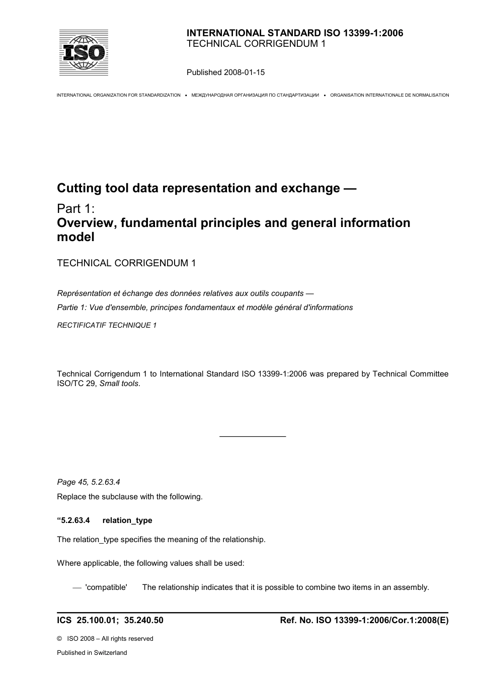 ISO 13399-1-2006 cor1-2008.pdf_第1页