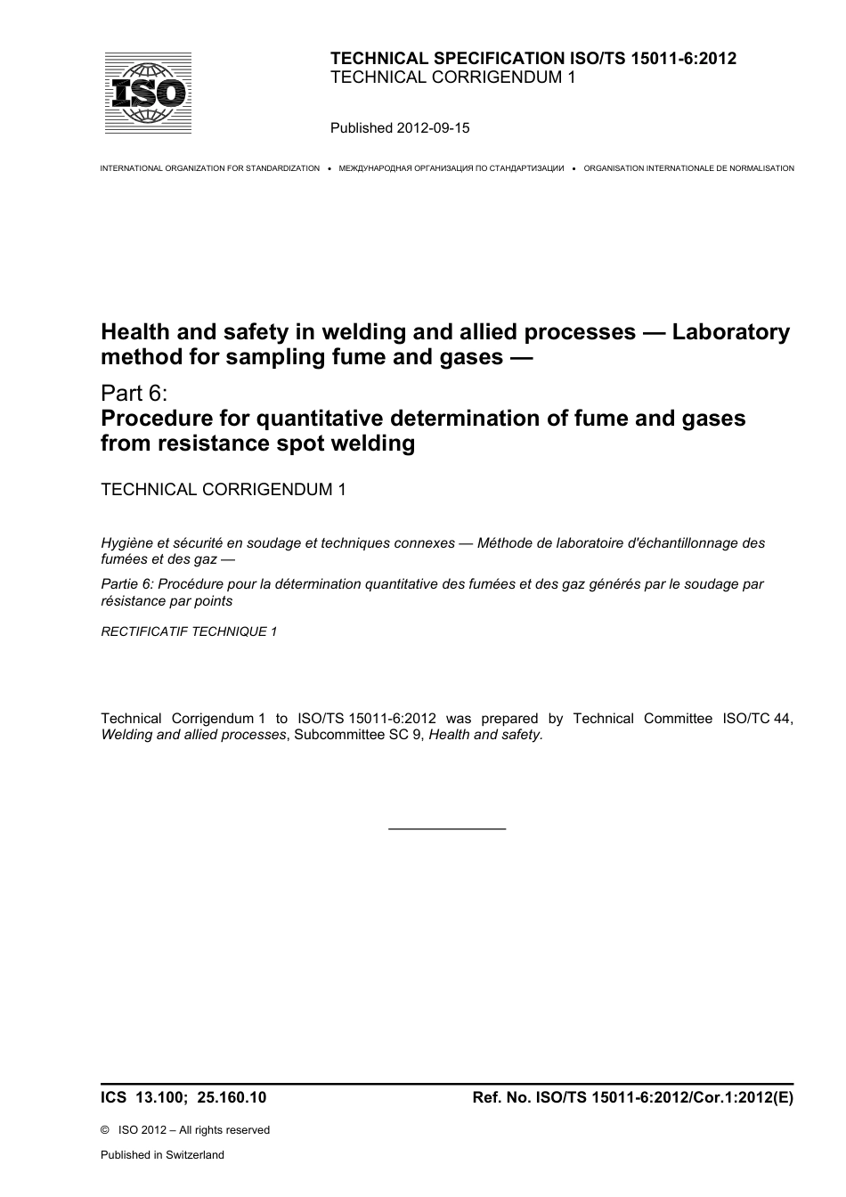 ISO TS 15011-6-2012 cor1-2012.pdf_第1页