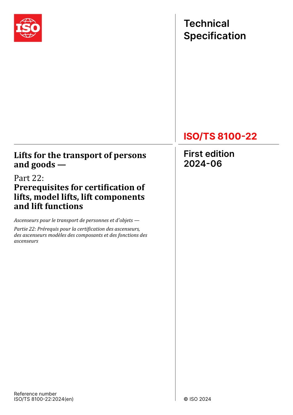 ISO TS 08100-22-2024.pdf_第1页