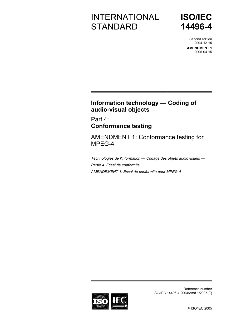 ISO IEC 14496-4-2004 amd1-2005.pdf_第1页