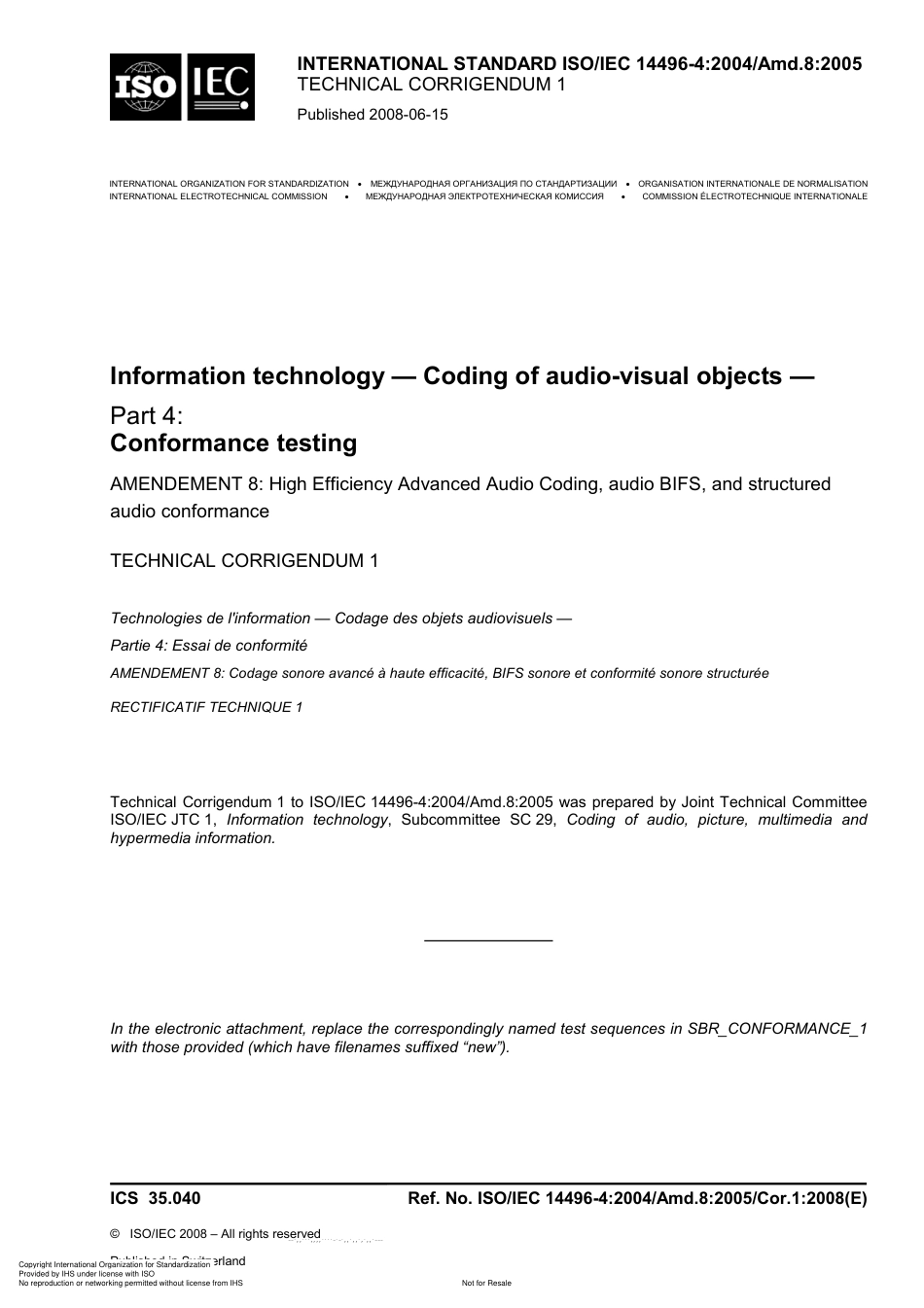 ISO IEC 14496-4-2004 amd8-2005 cor1-2008.pdf_第1页
