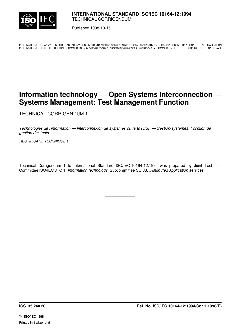 ISO IEC 10164-12-1994 cor1-1998.pdf_第1页