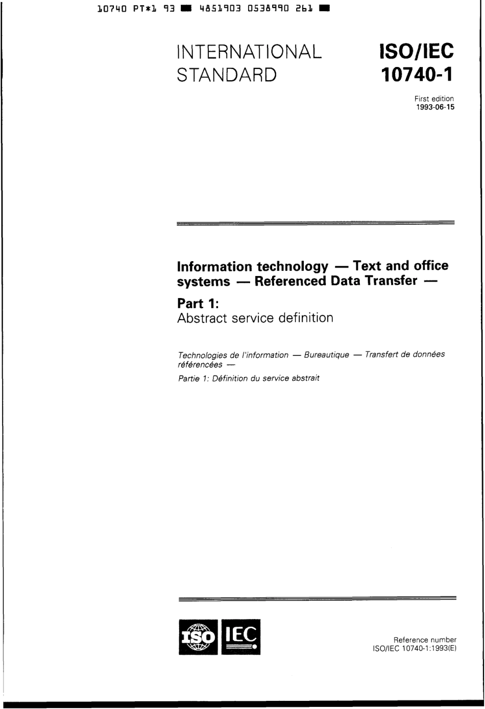 ISO IEC 10740-1-1993 scan.pdf_第1页