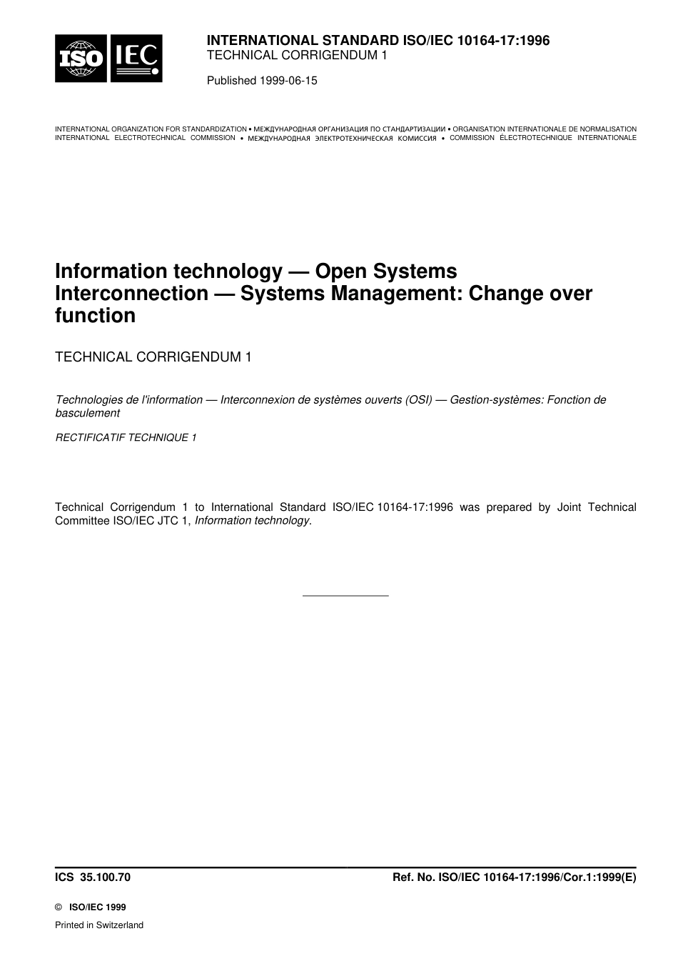 ISO IEC 10164-17-1996 cor1-1999.pdf_第1页