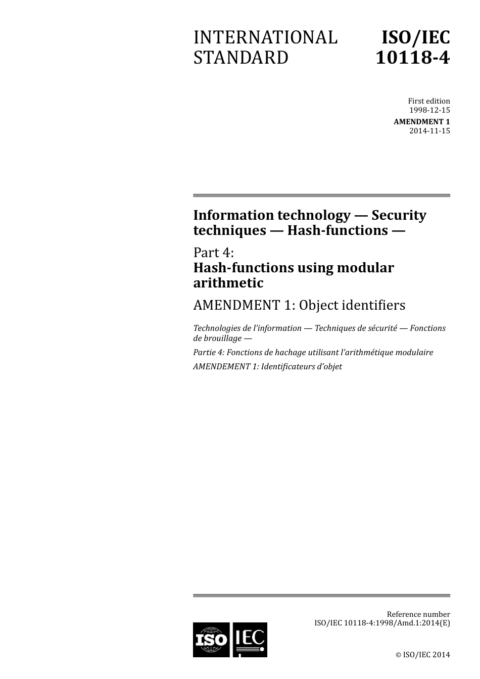 ISO IEC 10118-4-1998 amd1-2014.pdf_第1页