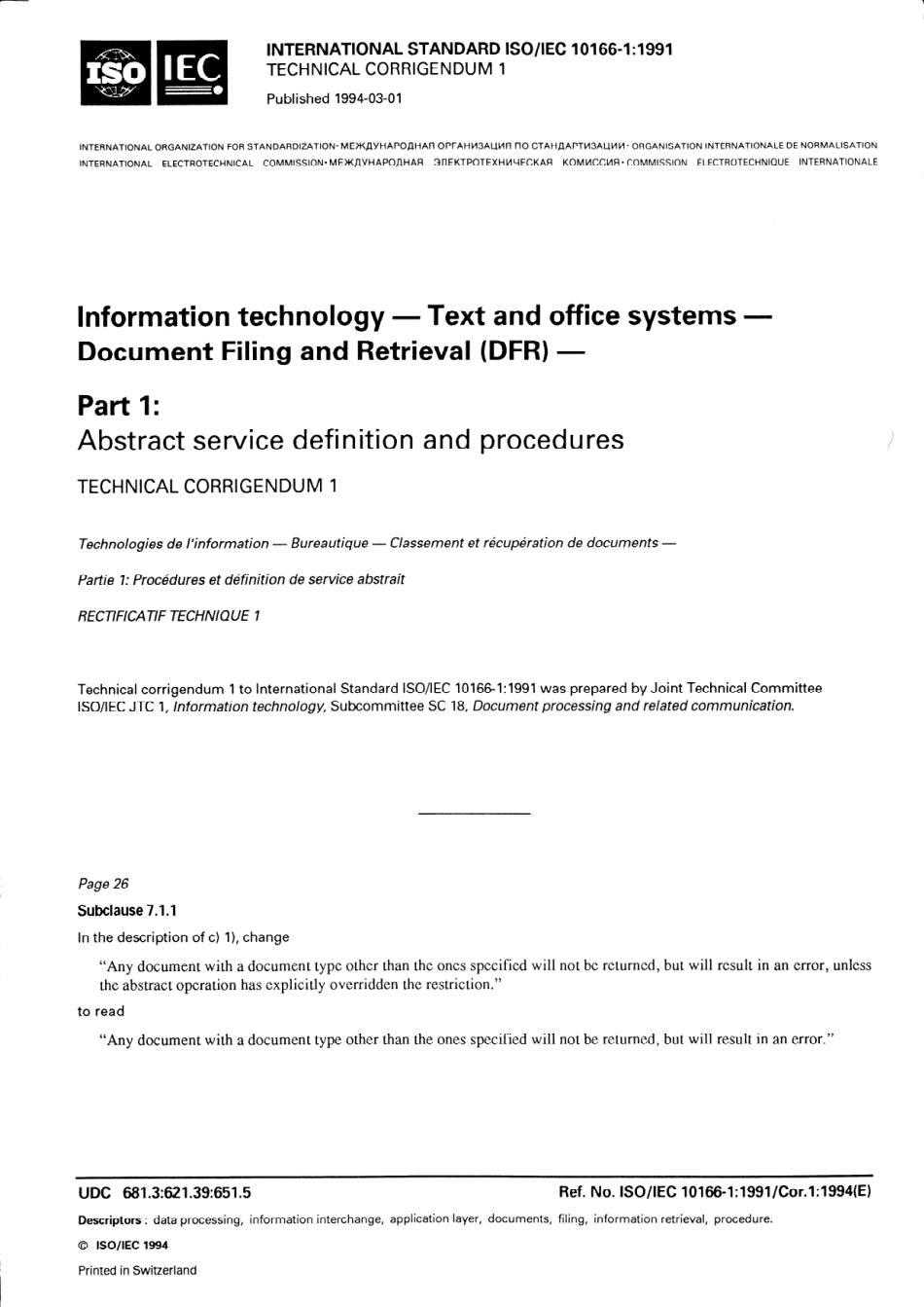 ISO IEC 10166-1-1991 cor1-1994.pdf_第1页