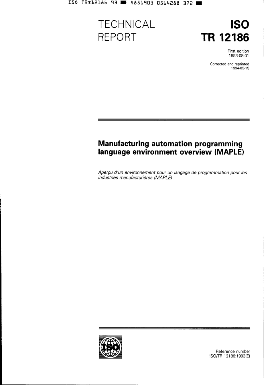 ISO TR 12186-1993 (1994) scan.pdf_第1页