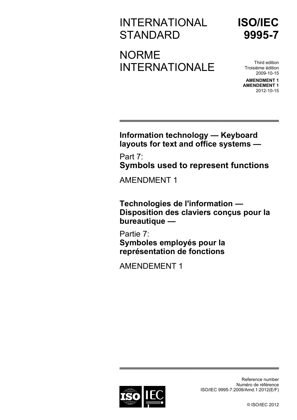 ISO IEC 09995-7-2009 amd1-2012.pdf_第1页