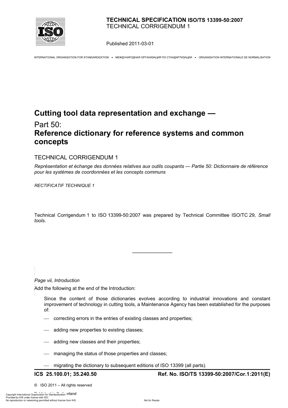 ISO TS 10399-50-2007 cor1-2011.pdf_第1页