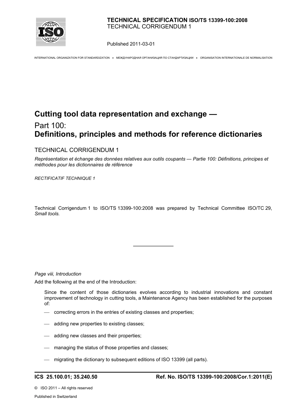 ISO TS 13399-100-2008 cor1-2011.pdf_第1页