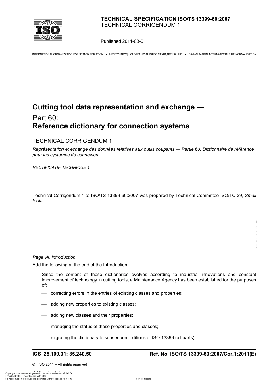 ISO TS 10399-60-2007 cor1-2011.pdf_第1页