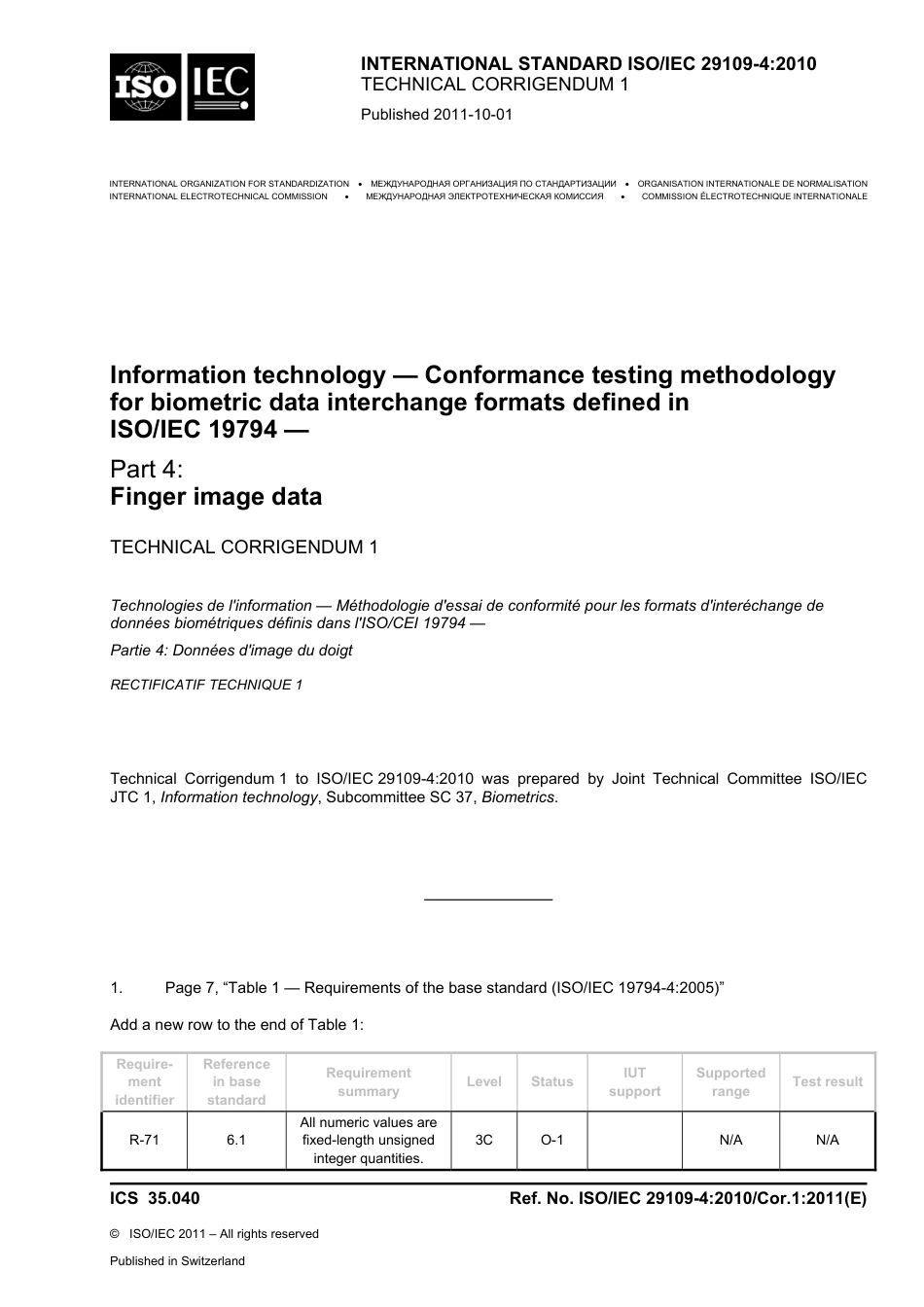 ISO IEC 29109-4-2010 cor1-2011.pdf_第1页