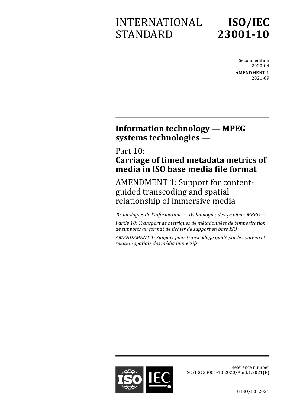 ISO IEC 23001-10-2020 amd1-2021.pdf_第1页