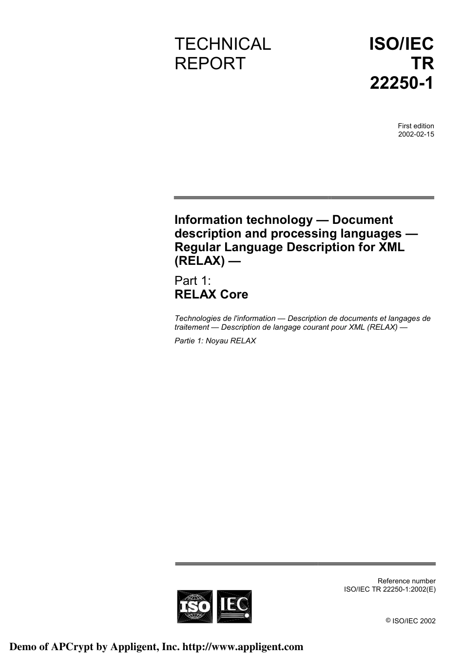 ISO IEC TR 22250-1-2002.pdf_第1页
