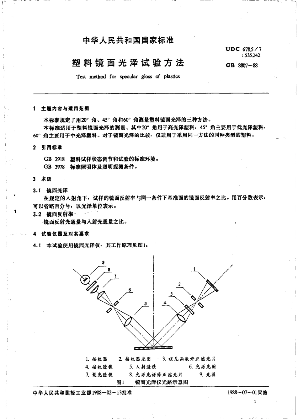 GBT 8807-1988 塑料镜面光泽试验方法.pdf_第2页