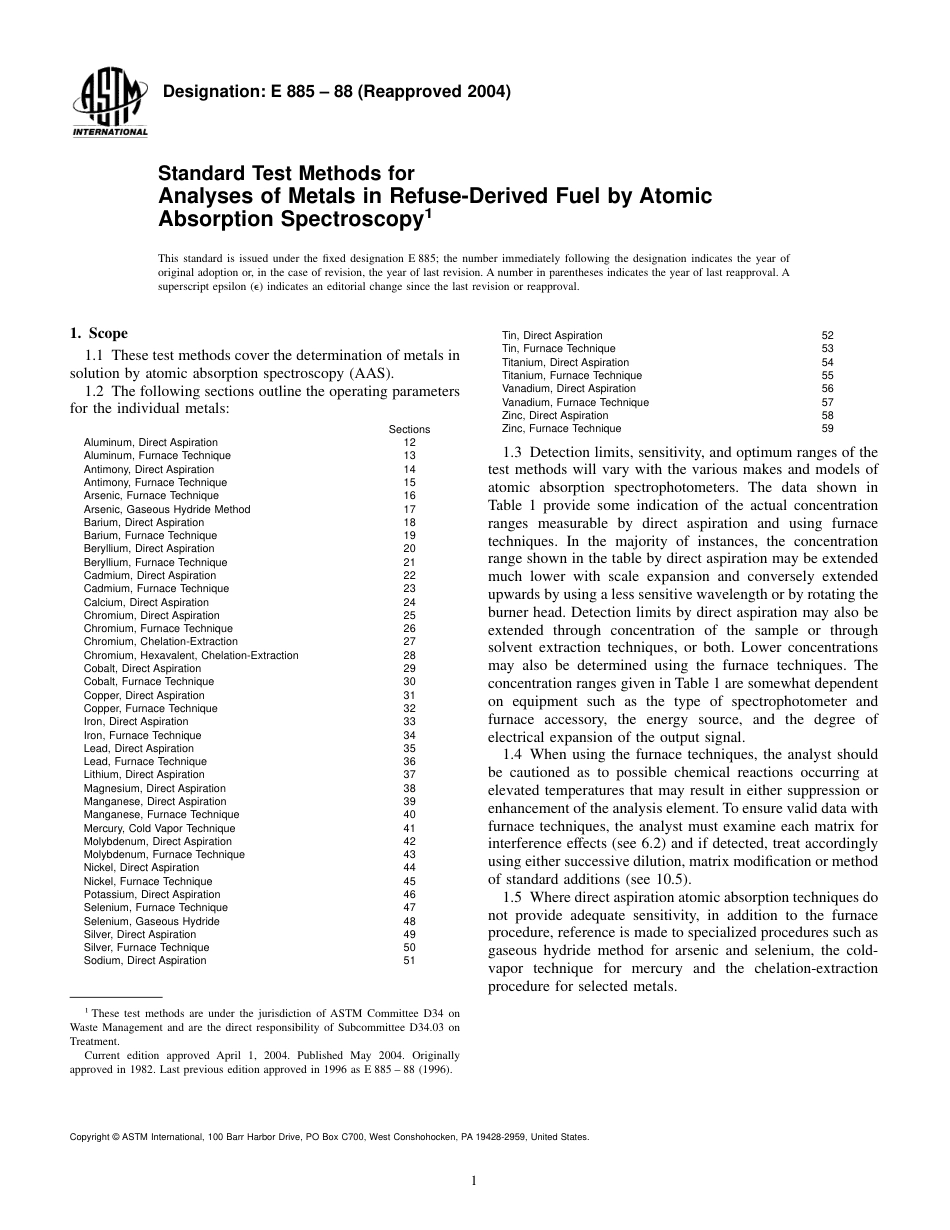 ASTM E885 - 88 (2004)(1).pdf_第1页