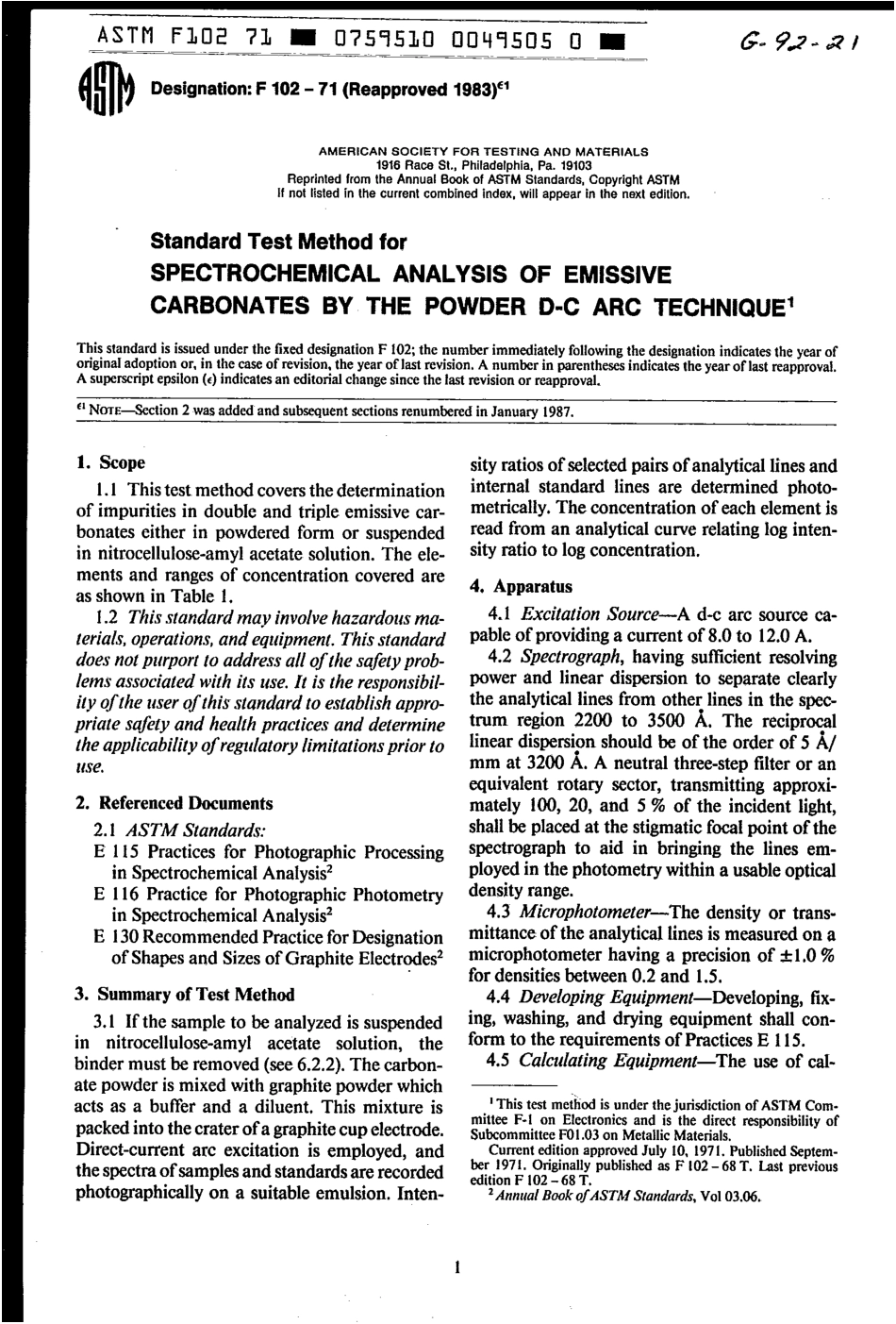 ASTM F102 - 71 (1983)e1 scan.pdf_第1页