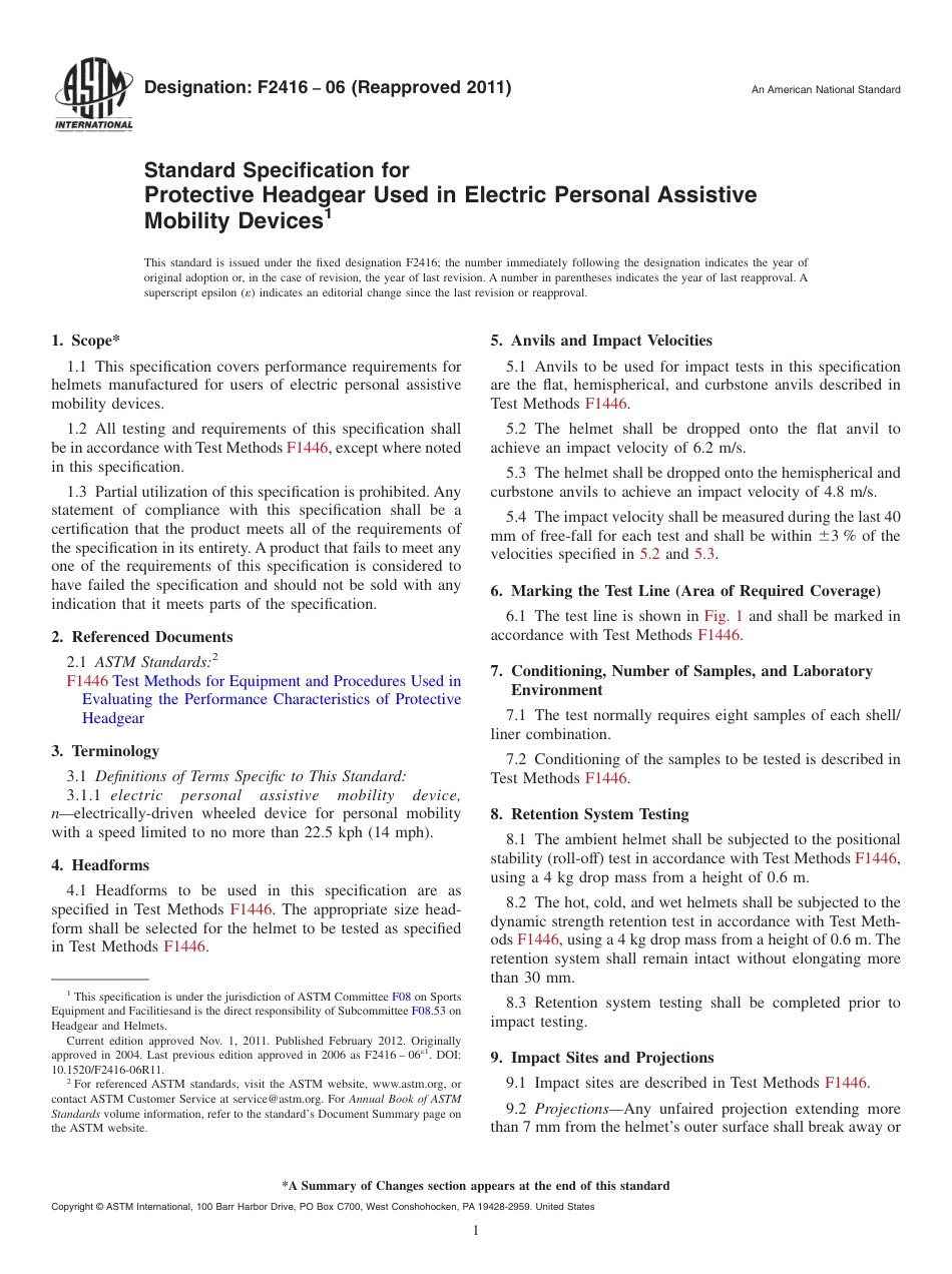 ASTM F2416 - 06 (2011).pdf_第1页