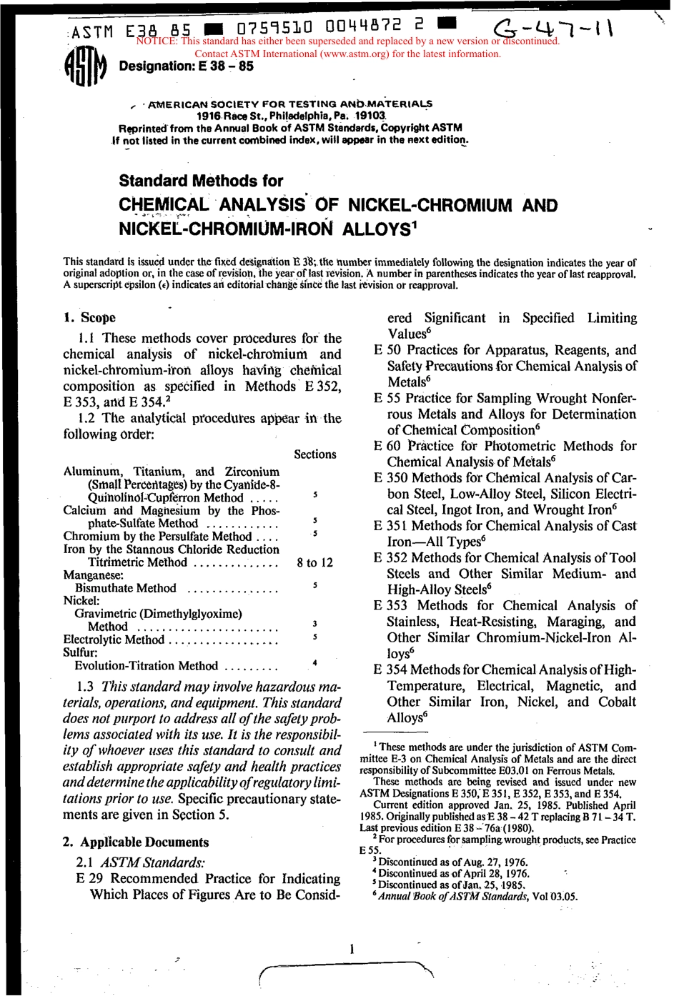 ASTM E38 - 85 scan.pdf_第1页