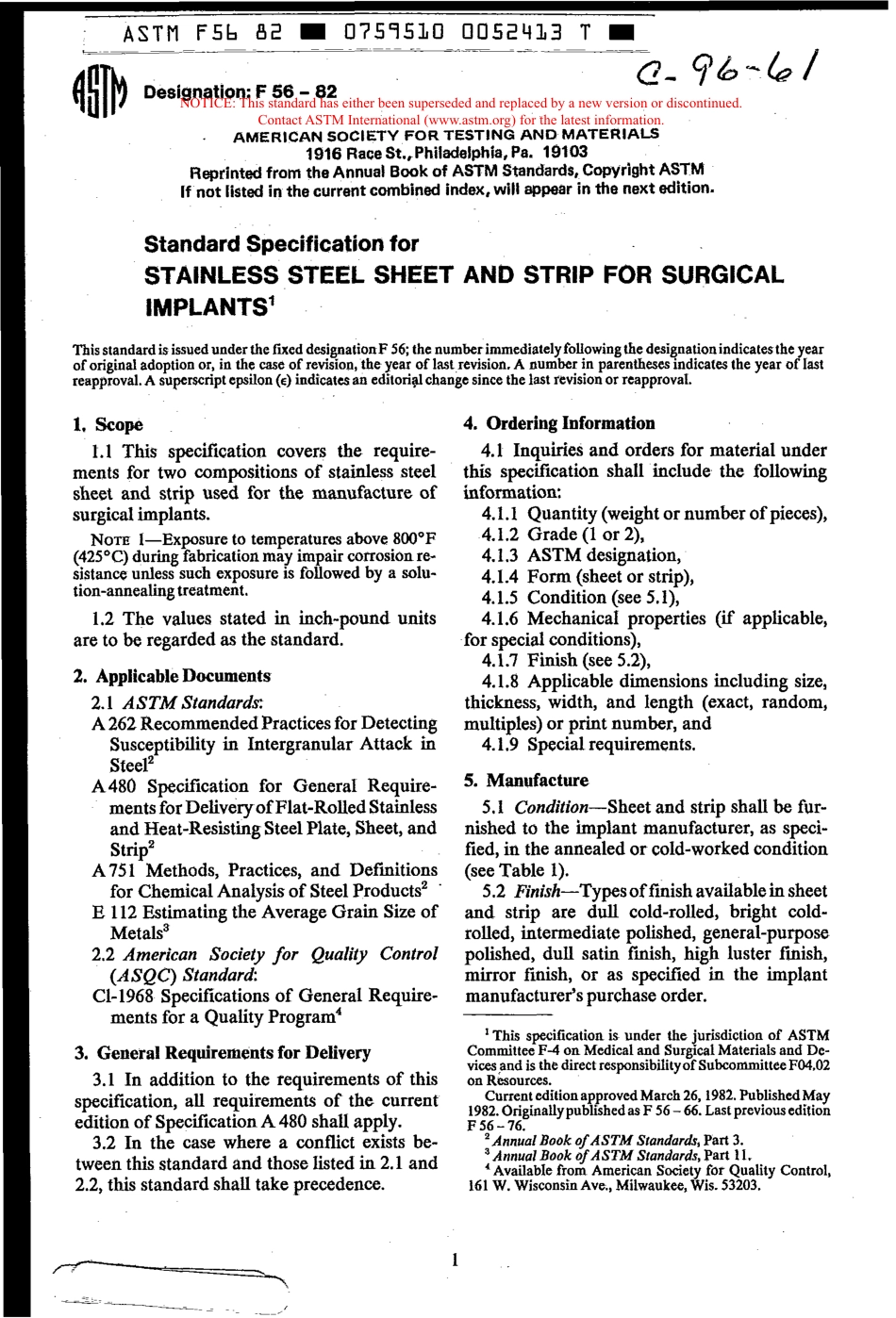 ASTM F56 - 82 scan.pdf_第1页