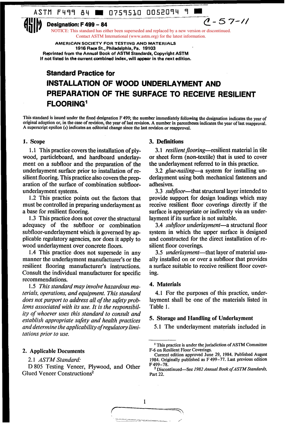 ASTM F499 - 84 scan.pdf_第1页