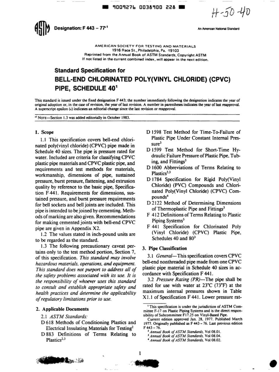 ASTM F443 - 77e1 scan.pdf_第1页