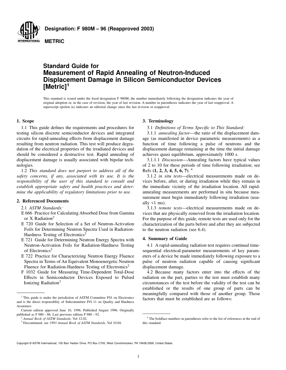ASTM F980M - 96 (2003).pdf_第1页