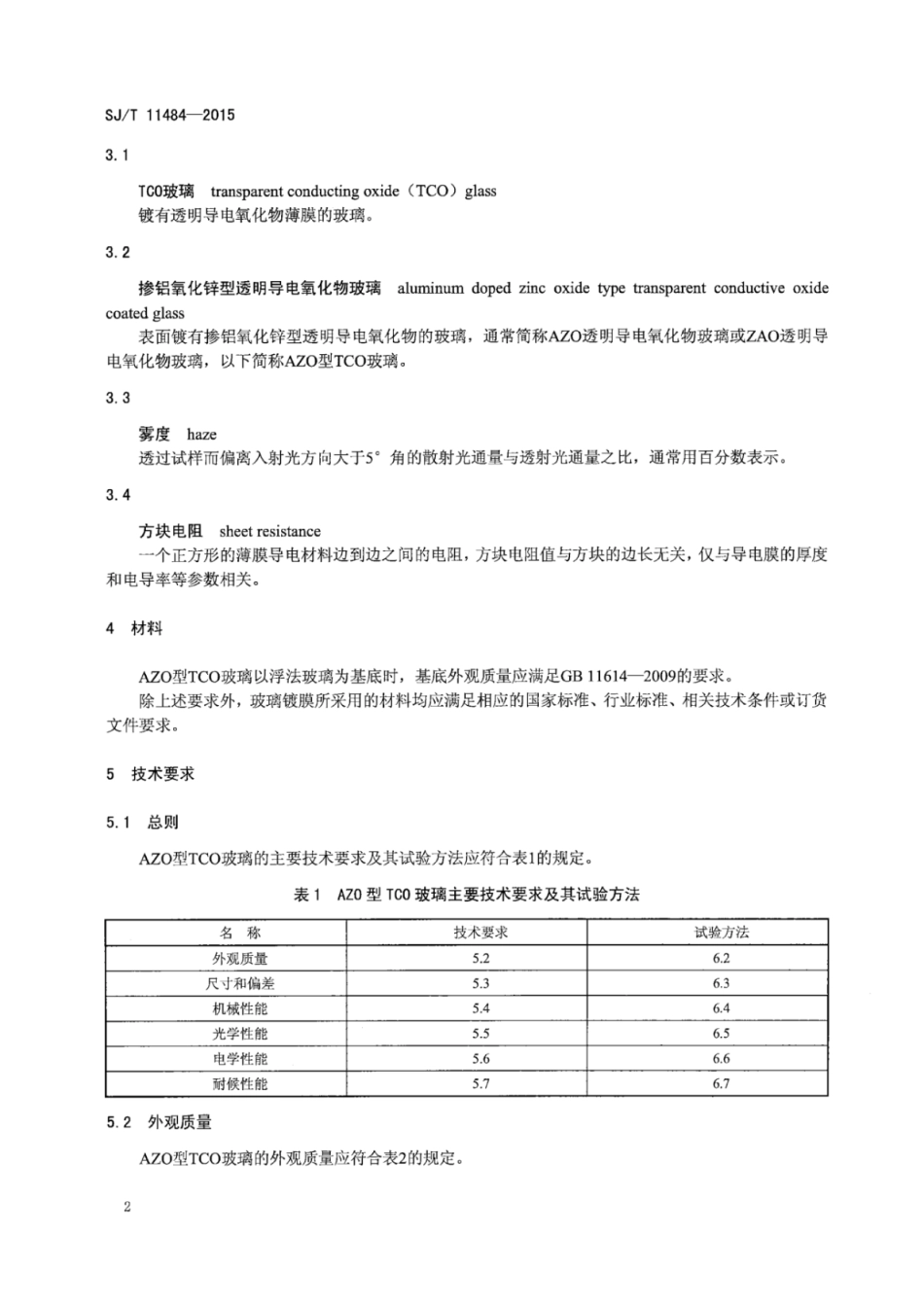 SJT 11484-2015 掺铝氧化锌型透明导电氧化物玻璃.pdf_第3页