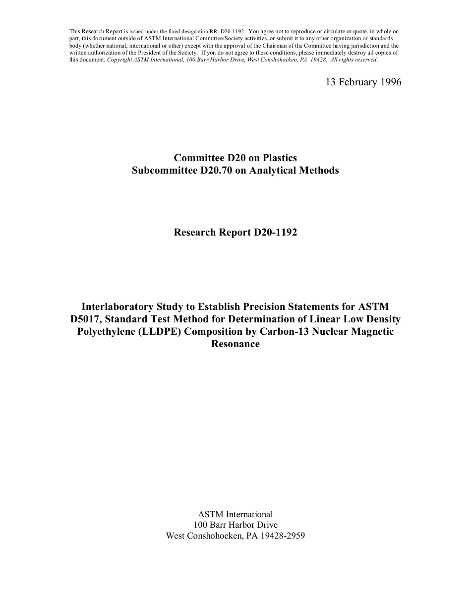 ASTM RR-D20-1192 1996.pdf_第1页