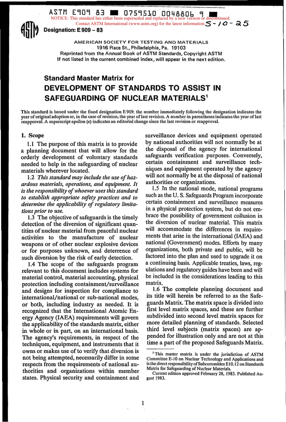 ASTM E909 - 83 scan.pdf_第1页