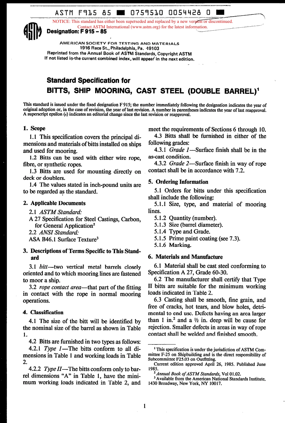 ASTM F915 - 85 scan.pdf_第1页