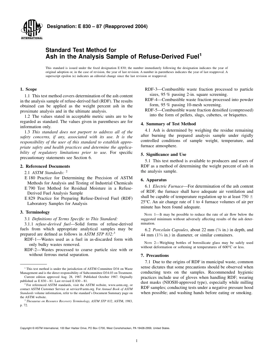 ASTM E830 - 87 (2004)(1).pdf_第1页