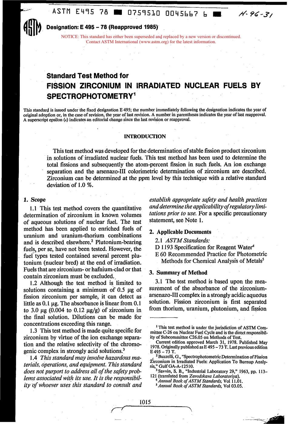 ASTM E495 - 78 (1985) scan.pdf_第1页