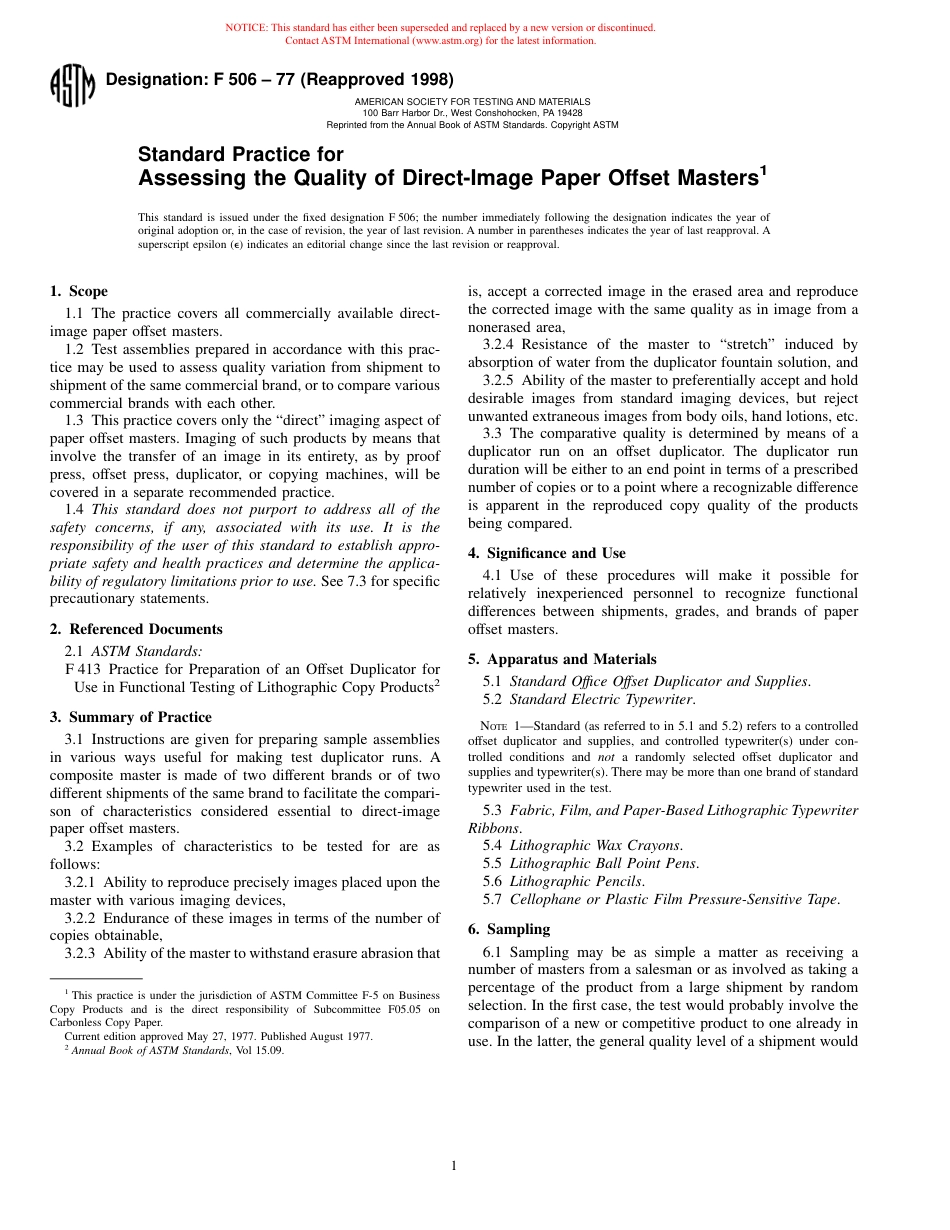 ASTM F506 - 77 (1998).pdf_第1页