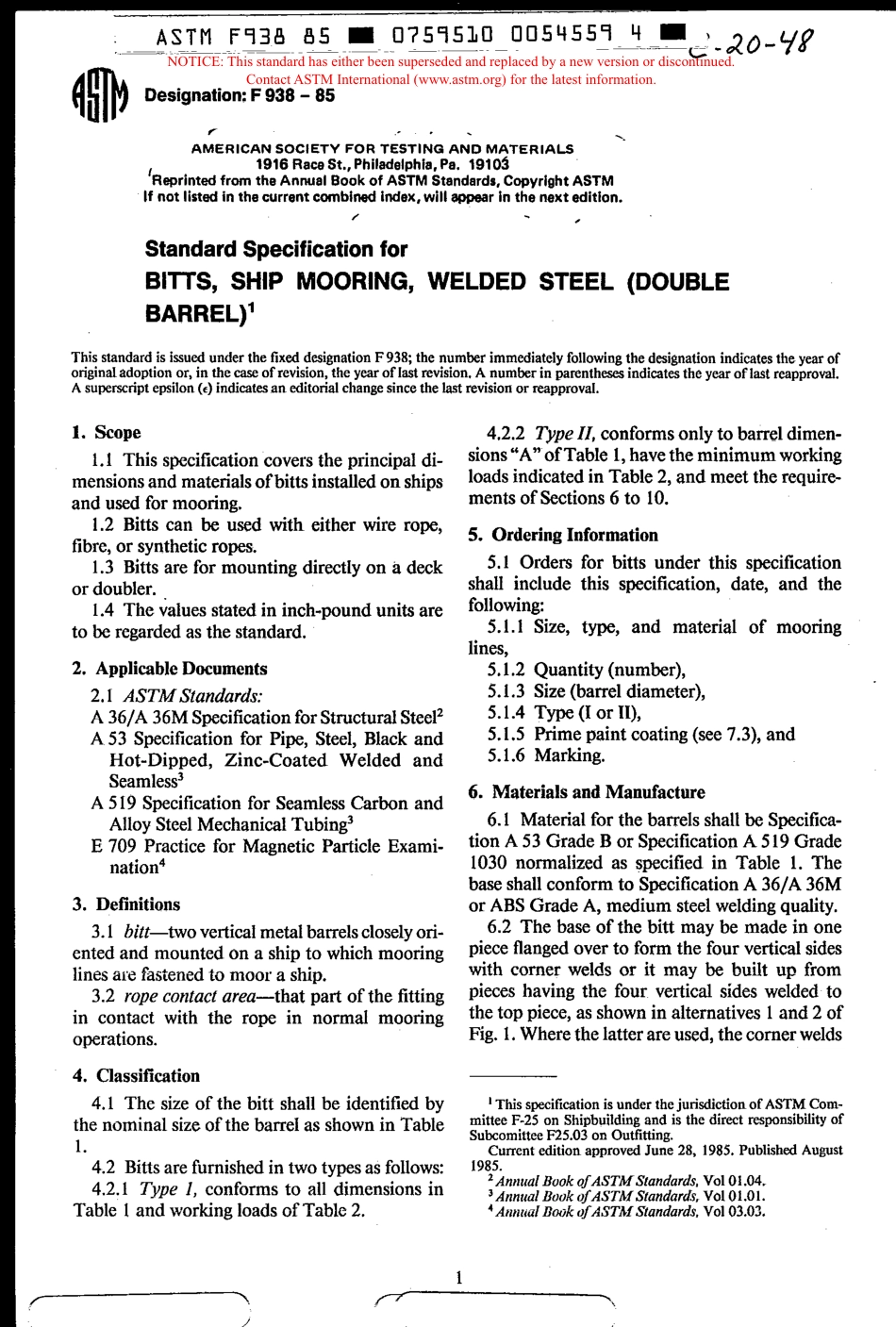 ASTM F938 - 85 scan.pdf_第1页