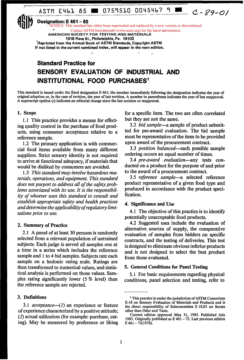 ASTM E461 - 85 scan.pdf_第1页