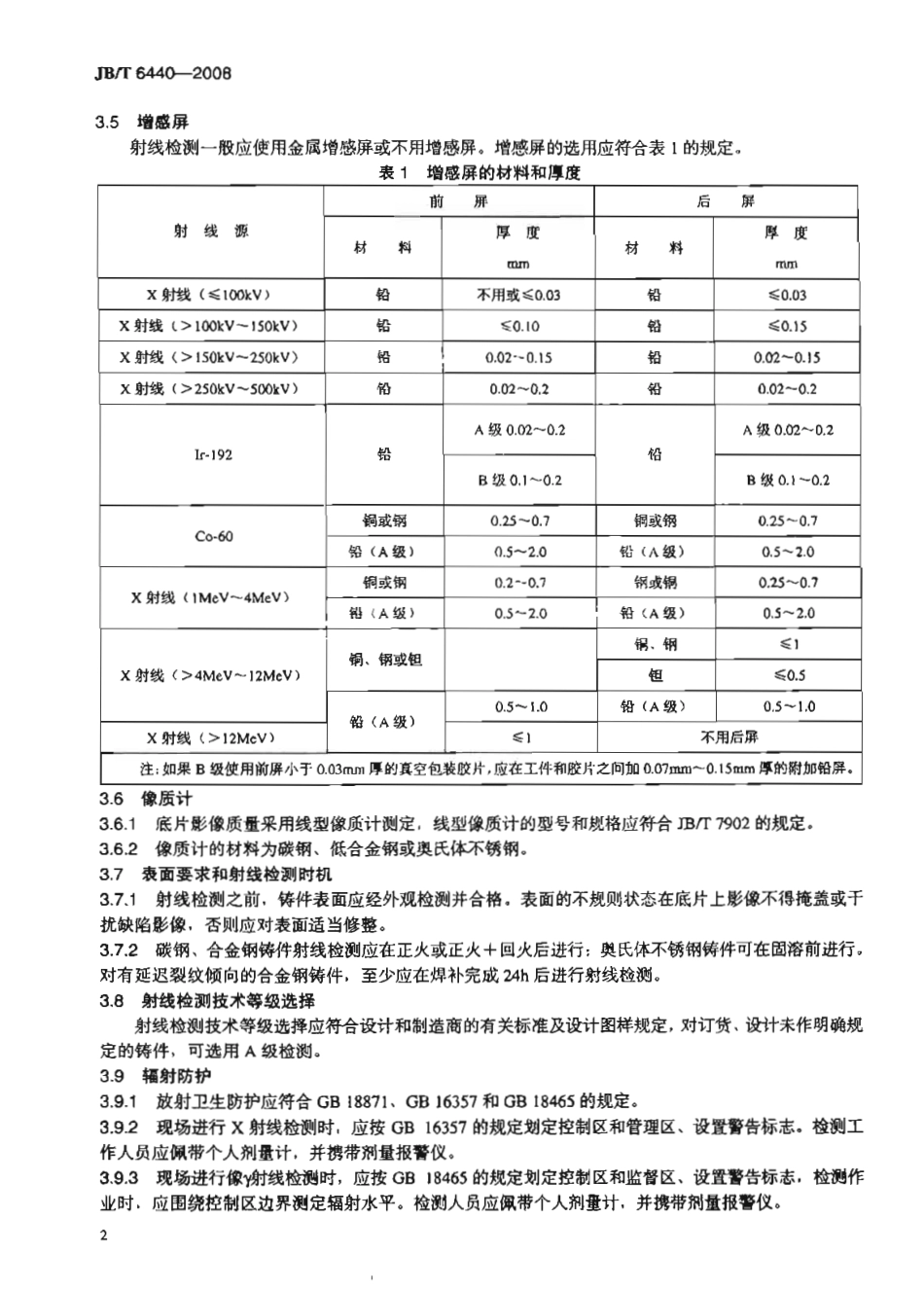JBT 6440 -2008 阀门受压铸钢件射线照相检测.pdf_第2页