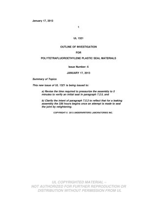 UL 1321 (OUTLINE)-R2013 POLYTETRAFLUOROETHYLENE PLASTIC SEAL MATERIALS.pdf