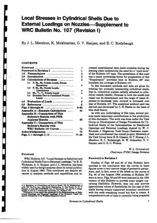 WRC 297-1987 Local Stress in Cylindriacl Shells Due to External Loadings on Nozzles - Supplement to WRC 107.pdf