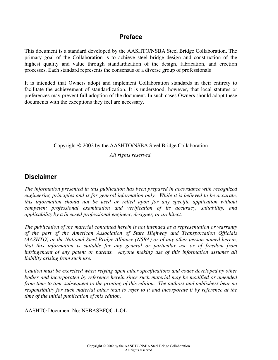 AASHTO-NSBA S4.1-2002 Steel Bridge Fabrication QC-QA Guide Specification.pdf_第2页
