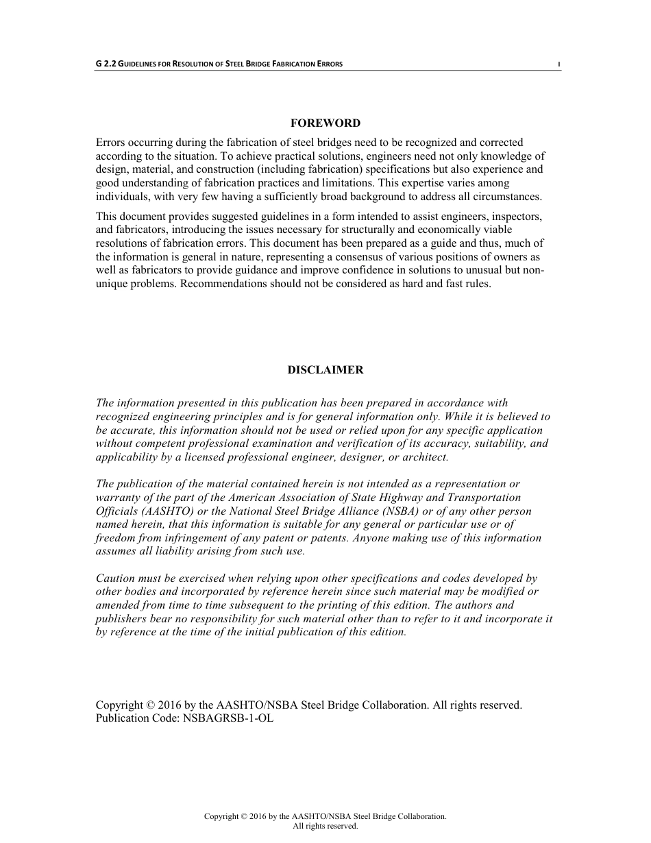 AASHTO-NSBA G2.2-2016 Guidelines for Resolution of Steel Bridge Fabrication Errors.pdf_第2页