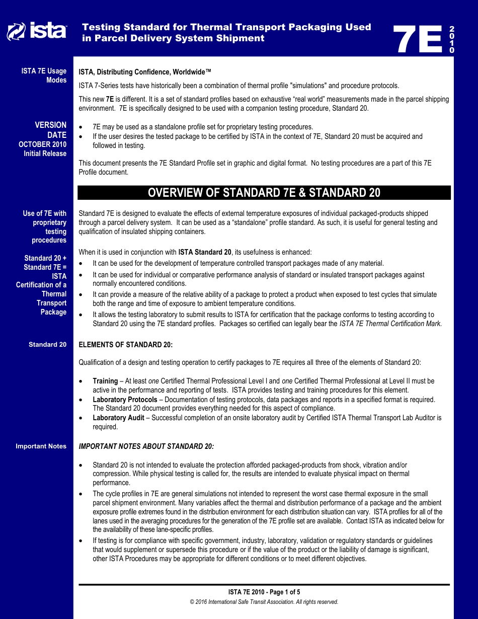 ISTA Standard 7E 10-10 pages 1-5.pdf_第1页
