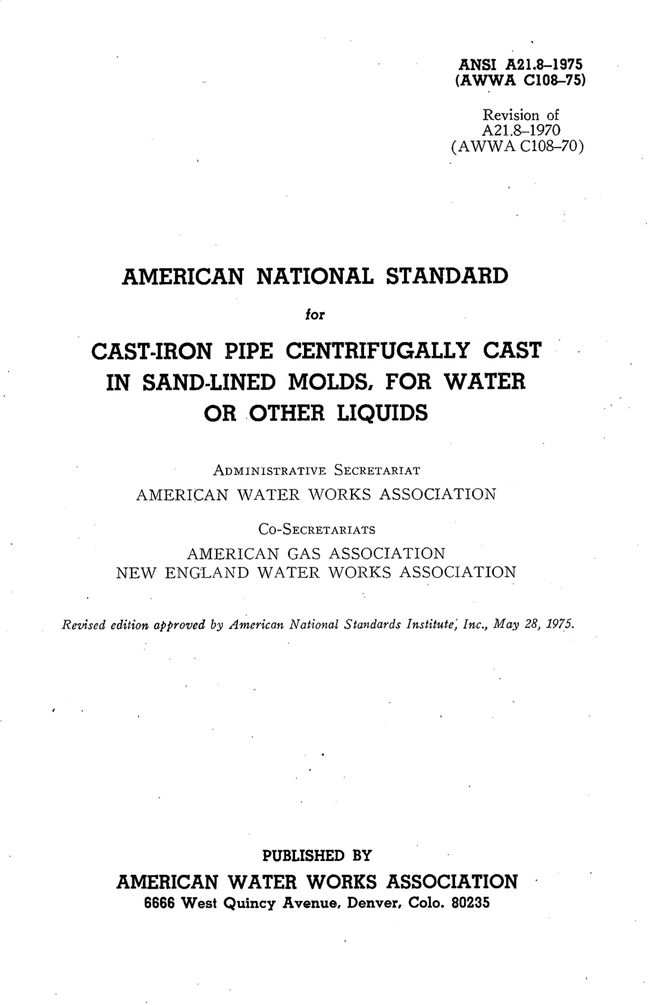 AWWA C108-75 (ANSI A21.8-1975).pdf_第1页