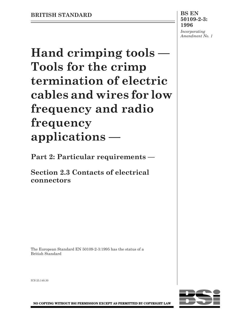 BS EN 50109-2-3-1996 (2000).pdf_第1页