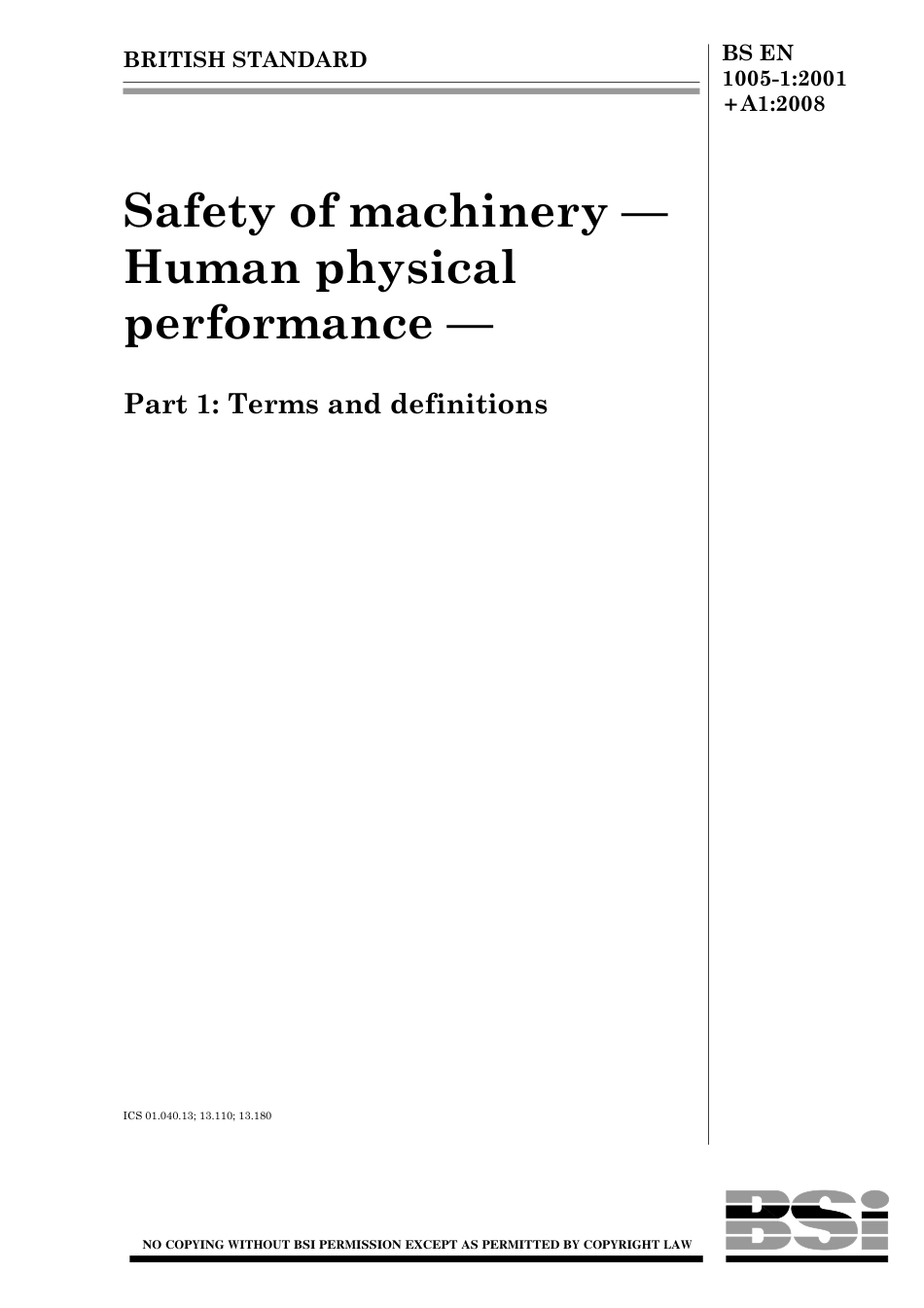 BS EN 01005-1-2001 + A1-2008.pdf_第1页