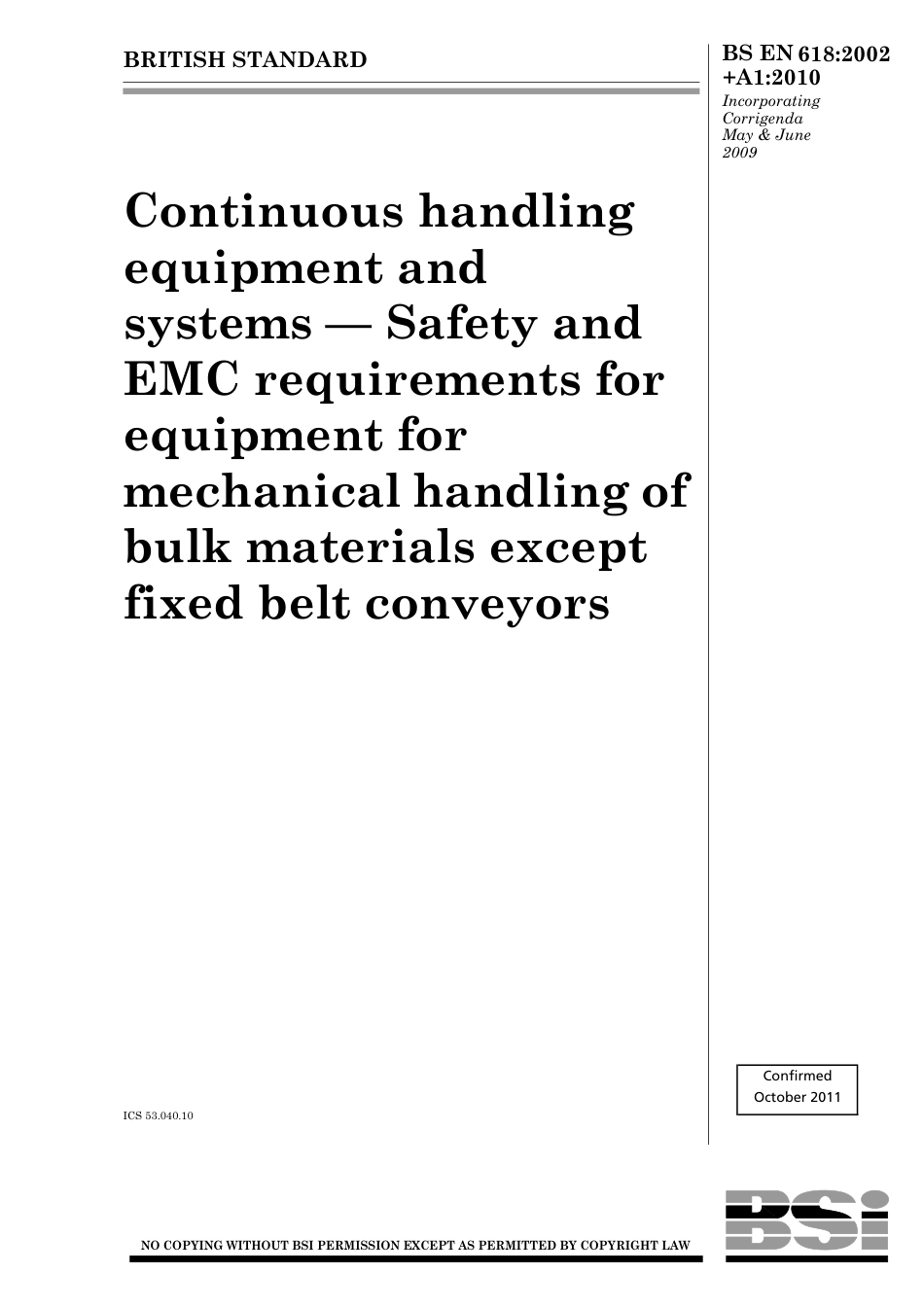 BS EN 00618-2002 + A1-2010 (2011).pdf_第1页