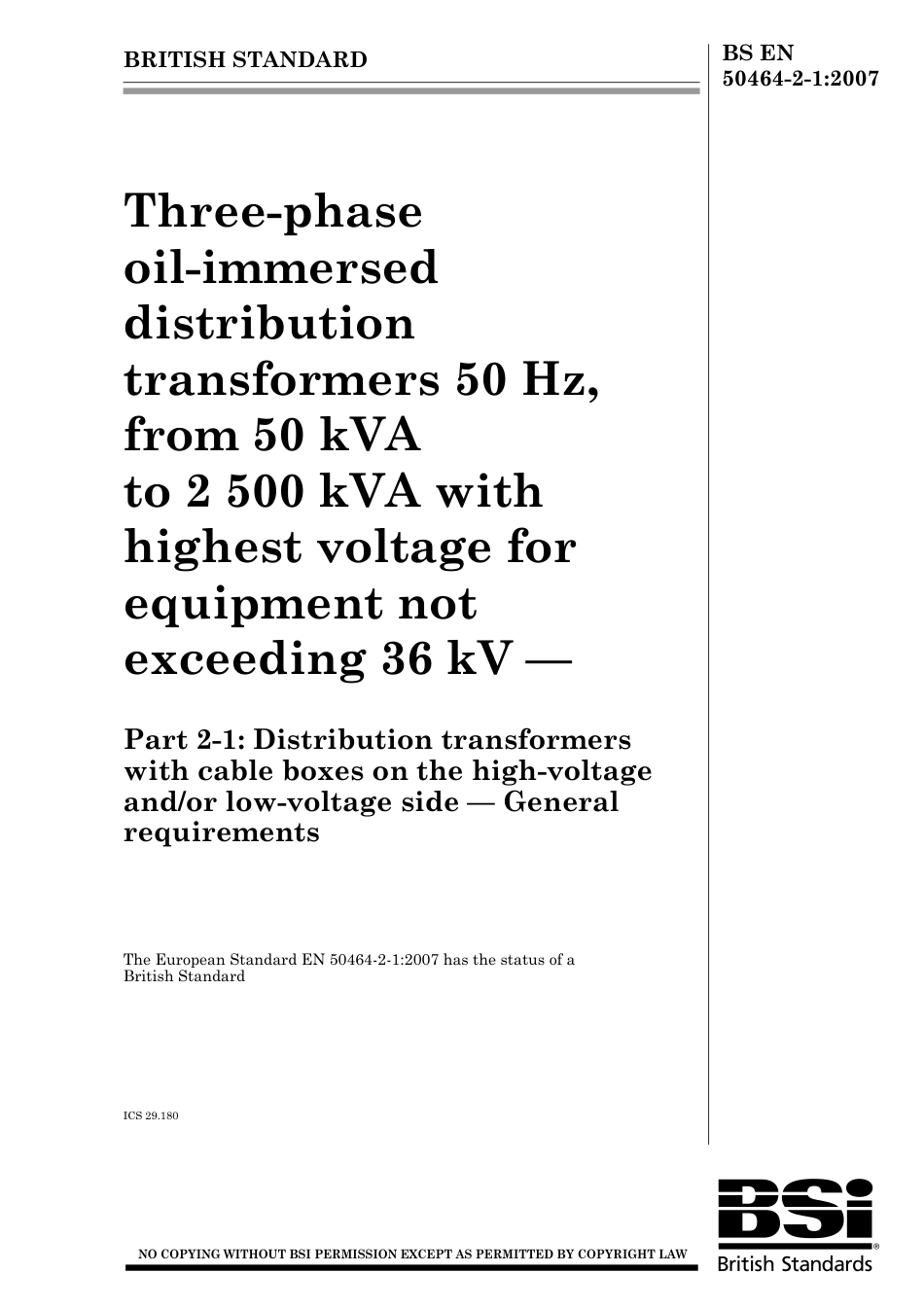 BS EN 50464-2-1-2007.pdf_第1页