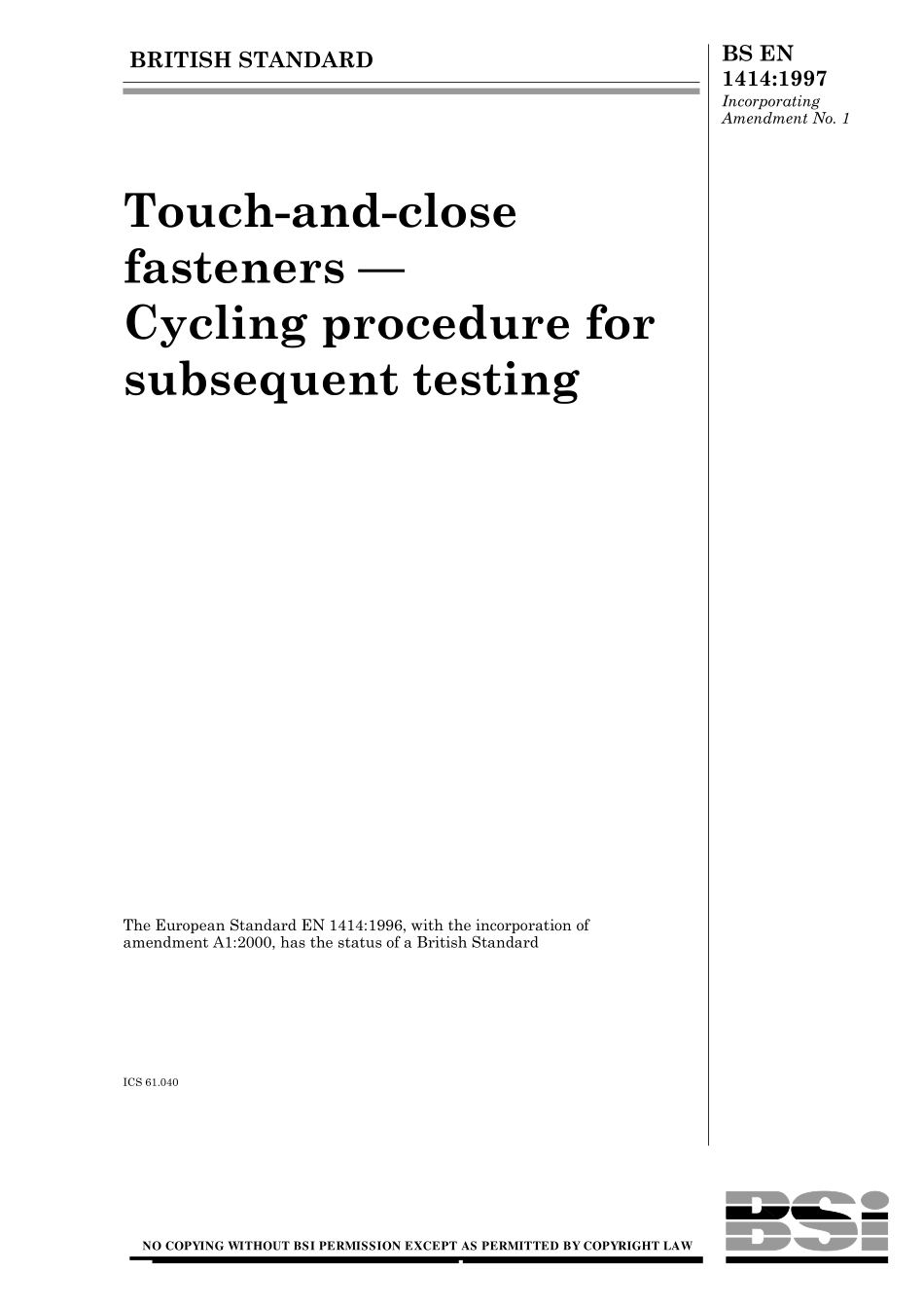 BS EN 01414-1997 (2001).pdf_第1页